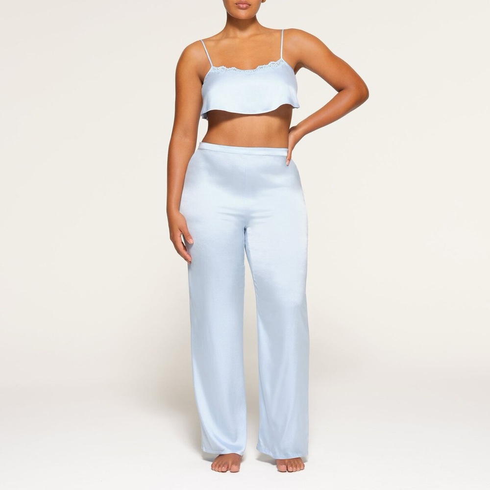 SKIMS Light Blue Satin Wide-Leg Pants